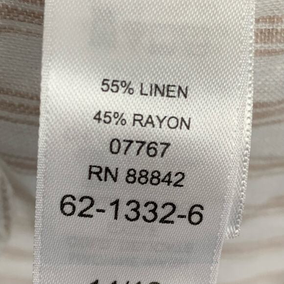 Swimsuits For All Cover Up Linen Blend White Tan Stripe Sandra Plus Size 14/16 - Picture 11 of 11